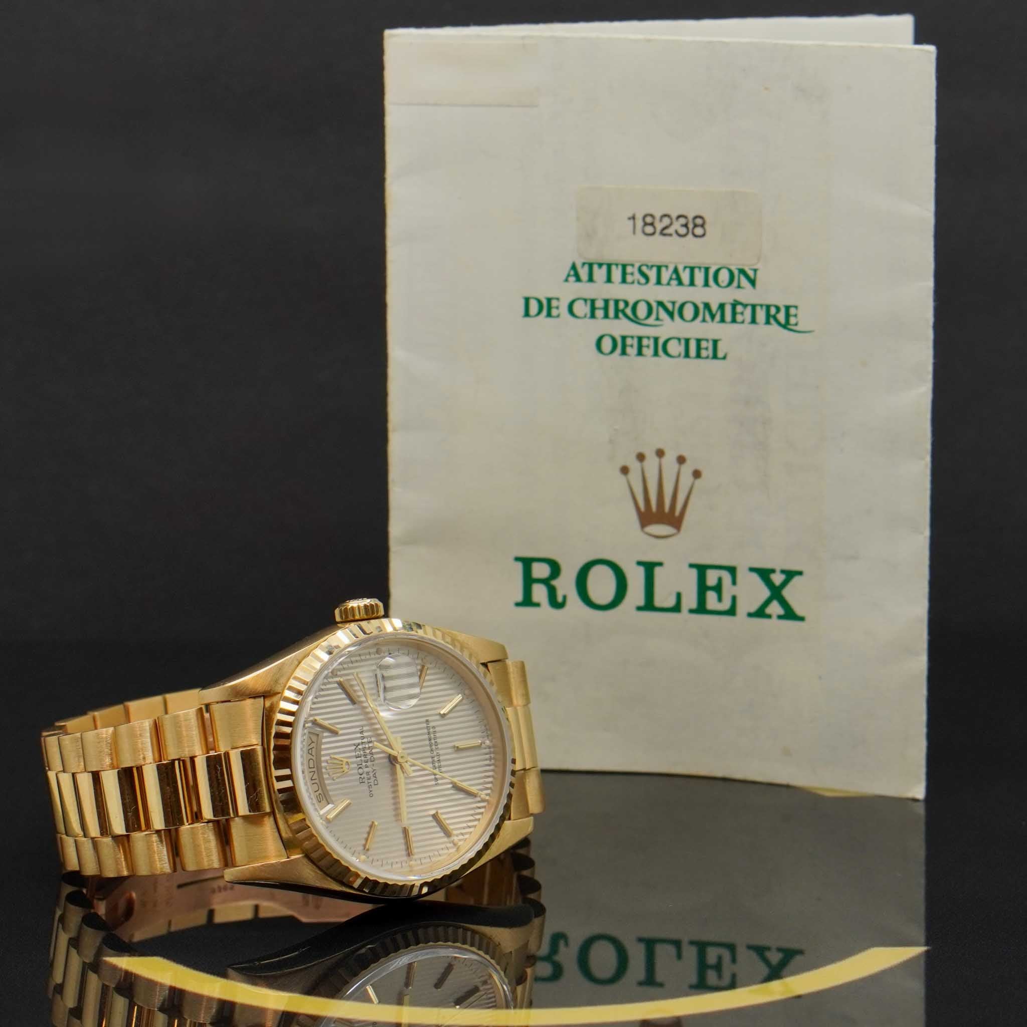 Rolex Day Date "Tapestry" - Ref: 18238 - aus 1998 - Box & Papiere
