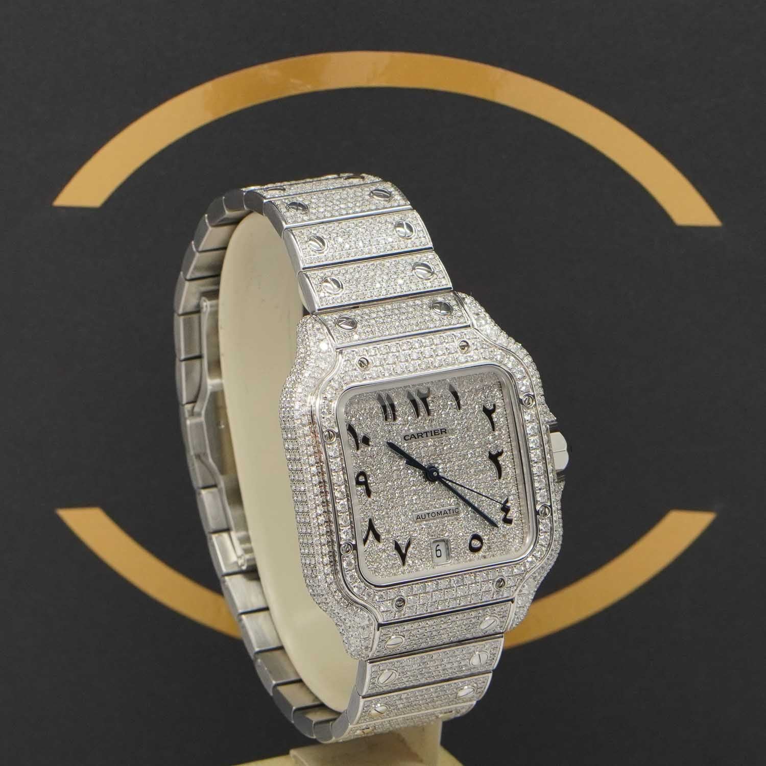Cartier Santos Large Iced Out - WSSA0018 - 2023 - Fullset Neu