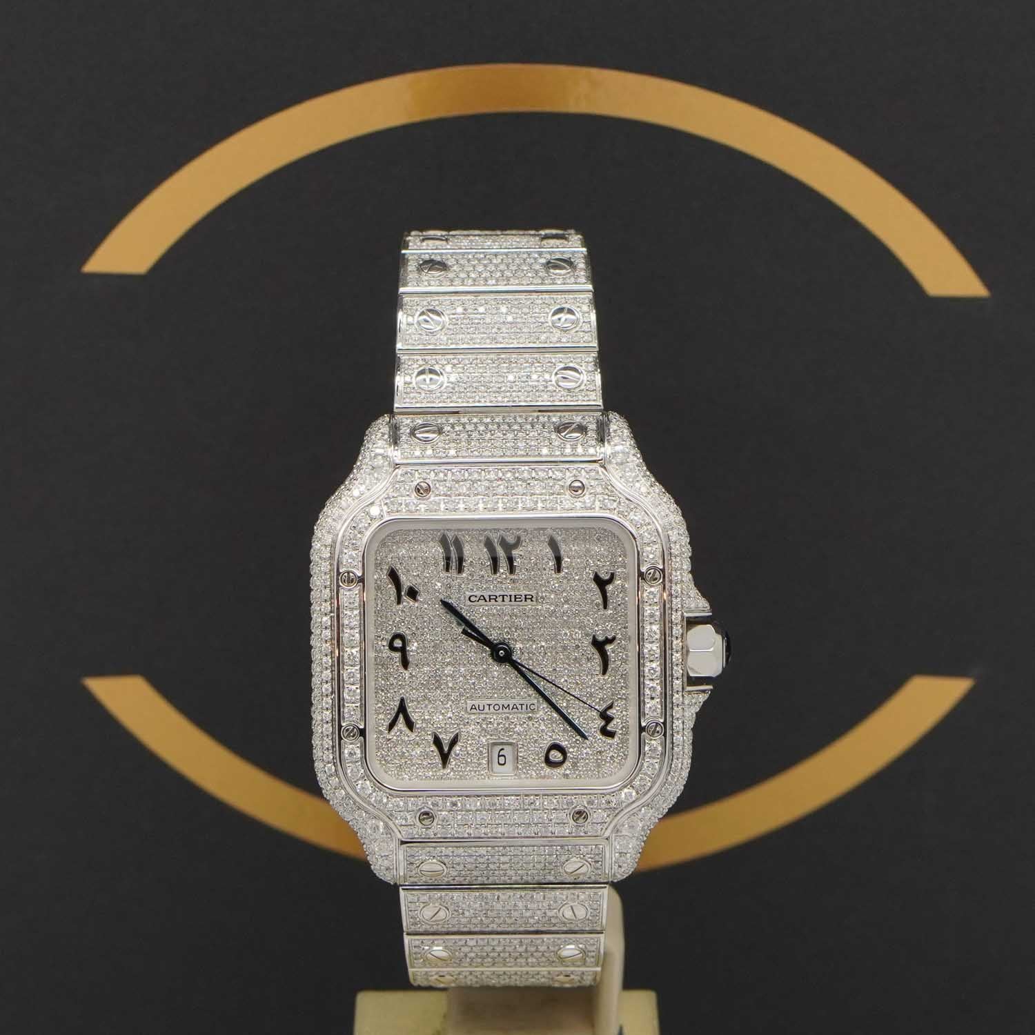 Cartier Santos Large Iced Out - WSSA0018 - 2023 - Fullset Neu
