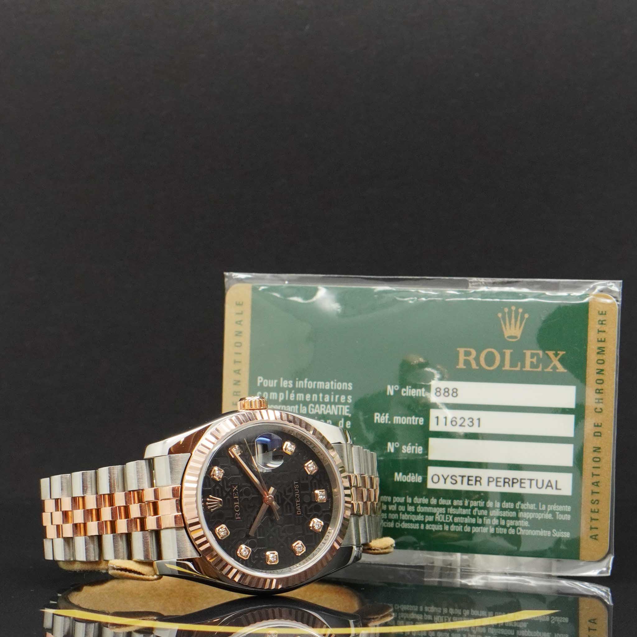 Rolex Datejust Rosé Dia - Ref: 116231 - aus 2010 - Box & Karte