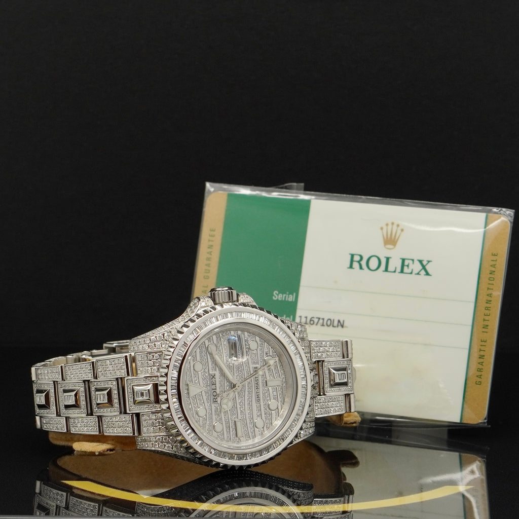 Rolex GMT-Master II Iced Out - 116710LN - aus 2018 - Box & Karte