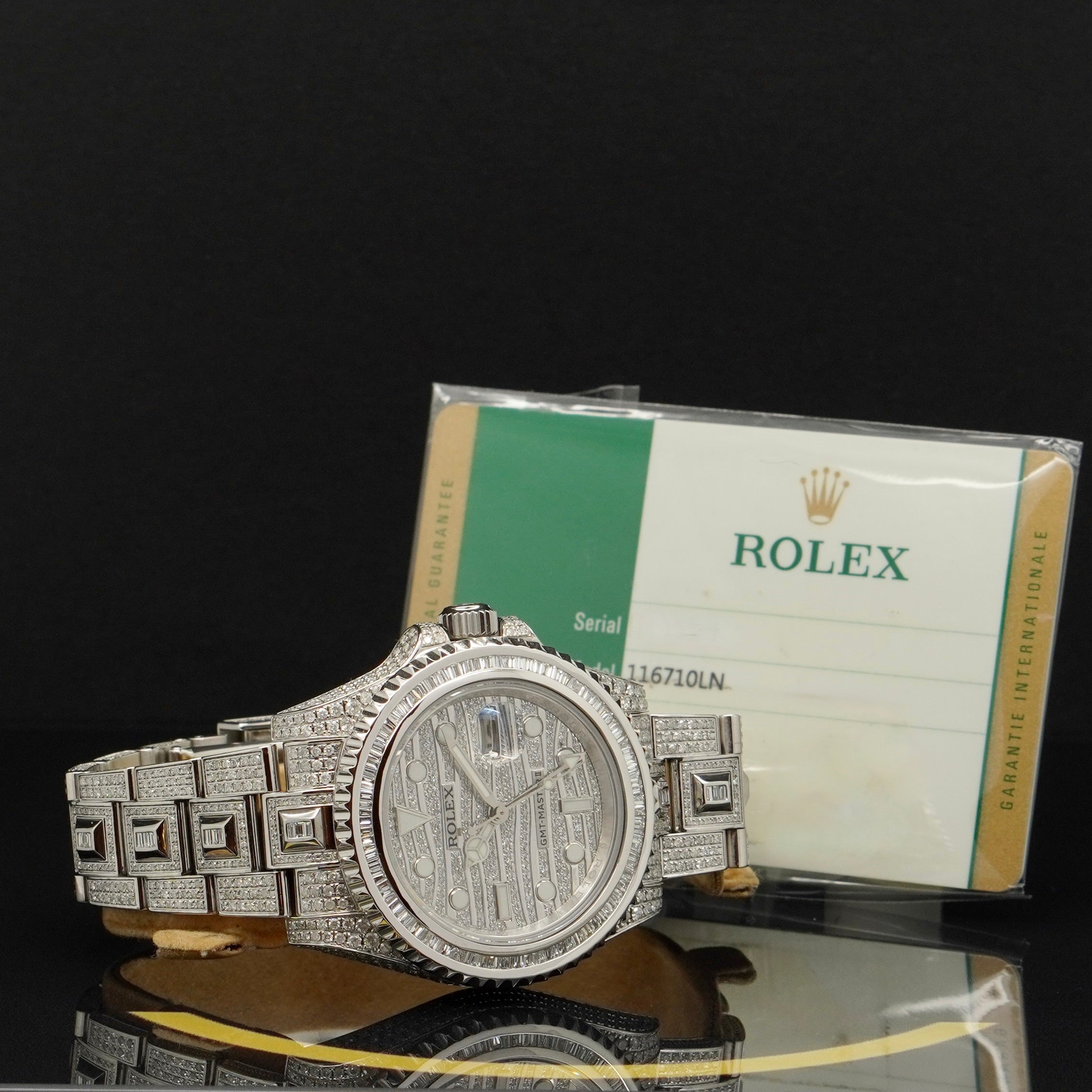 Rolex GMT-Master II Iced Out - 116710LN - aus 2018 - Box & Karte